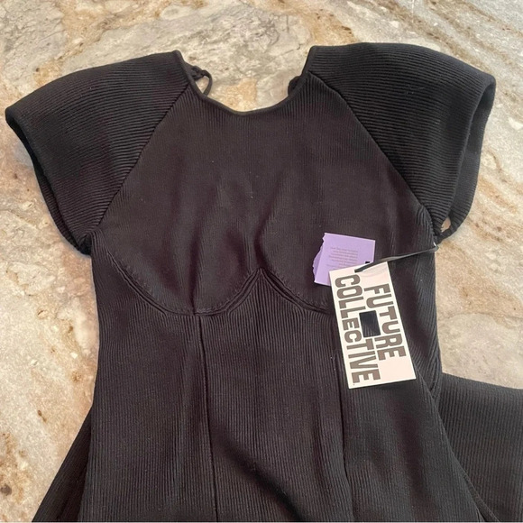 Future Collective Women's Short Sleeve Open Back Sweater Knit Dress - Picture 3 of 8